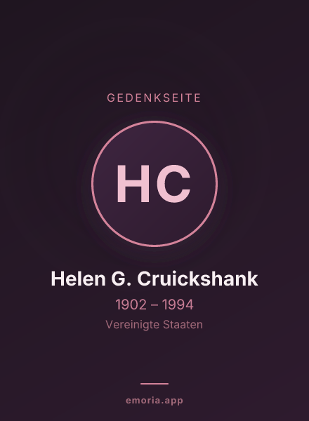 Gedenkportrait von Helen G. Cruickshank