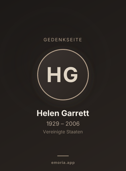 Gedenkportrait von Helen Garrett