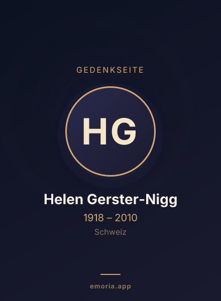 Gedenkportrait von Helen Gerster-Nigg