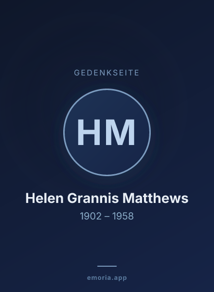 Gedenkportrait von Helen Grannis Matthews