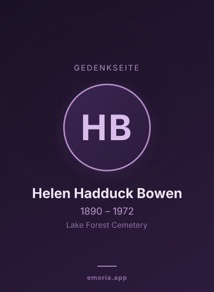Gedenkportrait von Helen Hadduck Bowen
