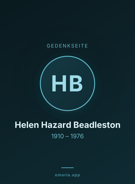 Gedenkportrait von Helen Hazard Beadleston