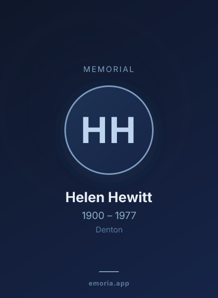Memorial portrait of Helen Hewitt