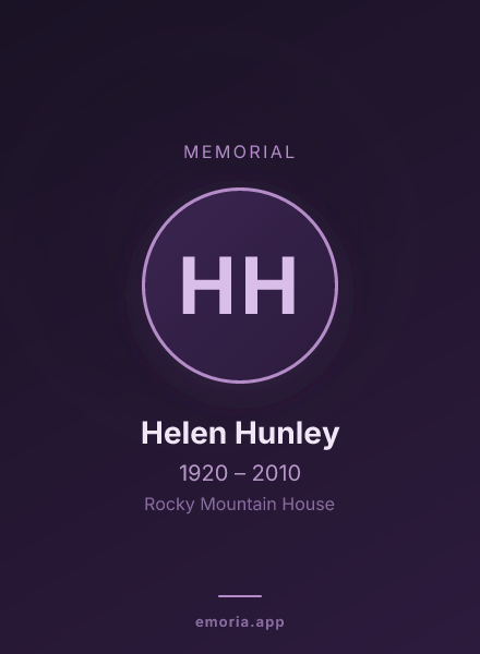 Memorial portrait of Helen Hunley