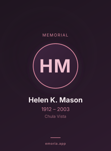 Memorial portrait of Helen K. Mason