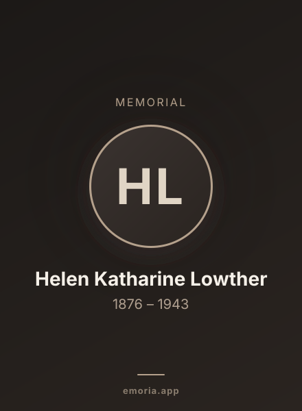 Memorial portrait of Helen Katharine Lowther