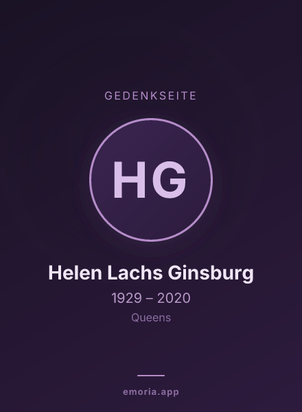 Gedenkportrait von Helen Lachs Ginsburg