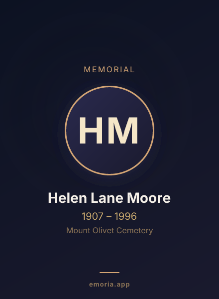 Memorial portrait of Helen Lane Moore
