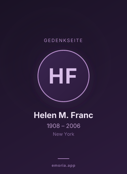 Gedenkportrait von Helen M. Franc