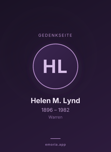 Gedenkportrait von Helen M. Lynd