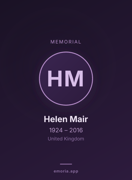 Memorial portrait of Helen Mair