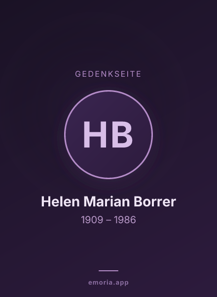 Gedenkportrait von Helen Marian Borrer