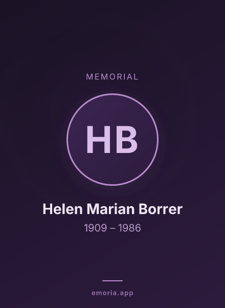Memorial portrait of Helen Marian Borrer