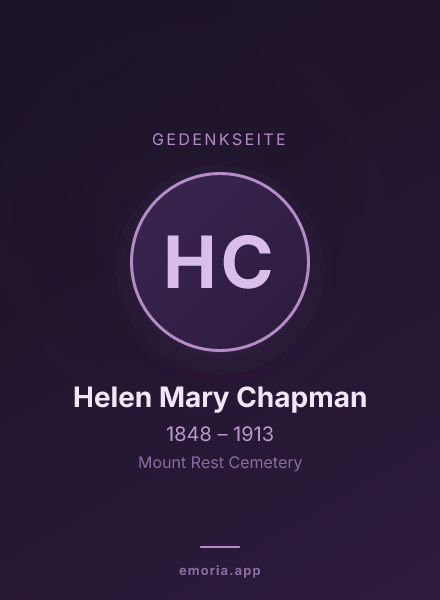 Gedenkportrait von Helen Mary Chapman