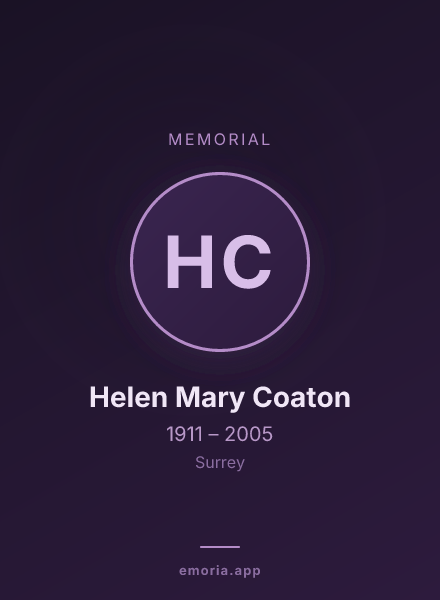 Memorial portrait of Helen Mary Coaton