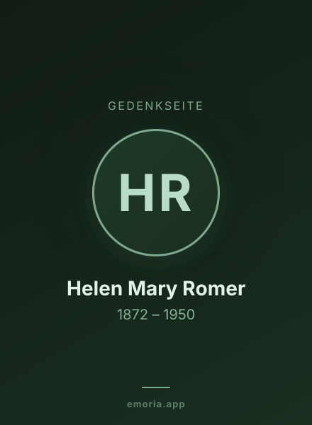 Gedenkportrait von Helen Mary Romer