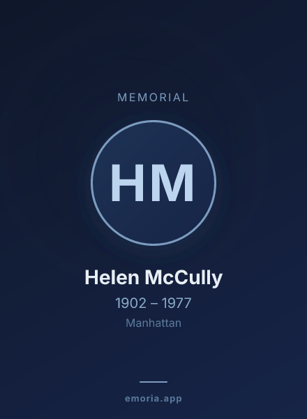 Memorial portrait of Helen McCully