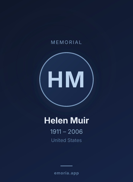 Memorial portrait of Helen Muir