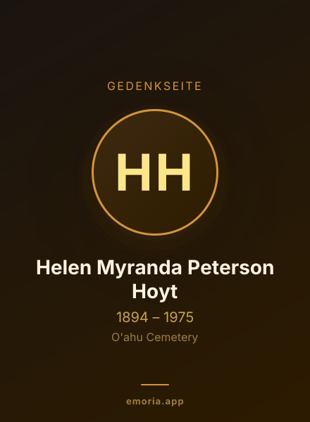Gedenkportrait von Helen Myranda Peterson Hoyt