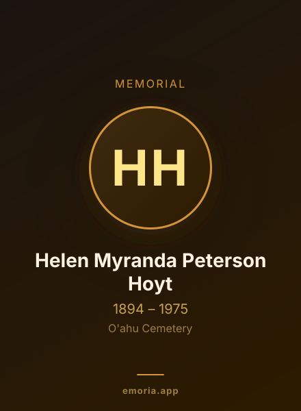 Memorial portrait of Helen Myranda Peterson Hoyt