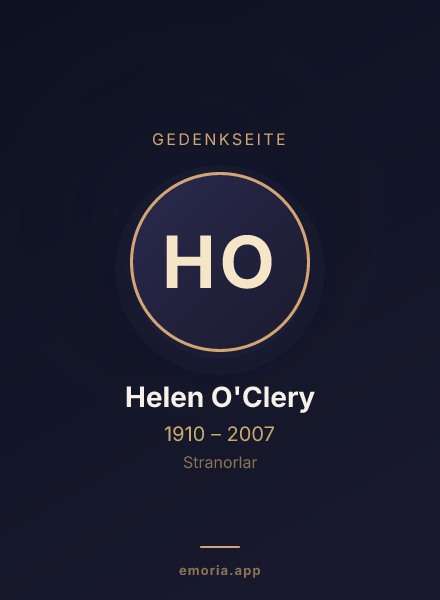 Gedenkportrait von Helen O'Clery
