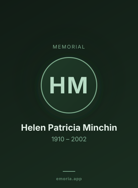 Memorial portrait of Helen Patricia Minchin