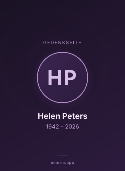 Gedenkportrait von Helen Peters