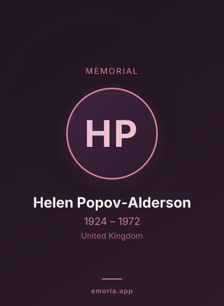 Memorial portrait of Helen Popov-Alderson
