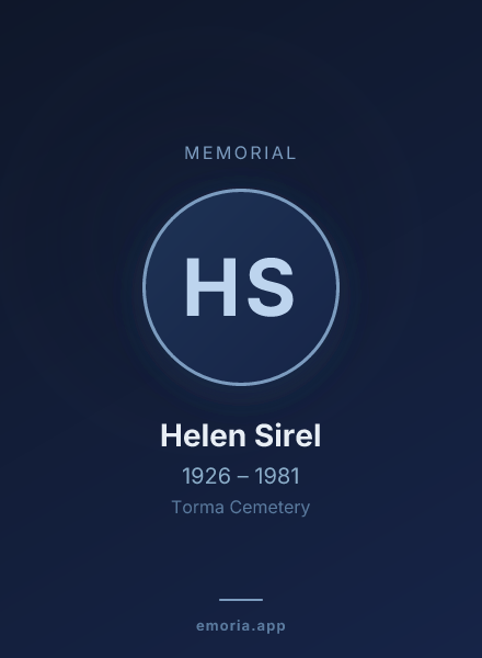 Memorial portrait of Helen Sirel