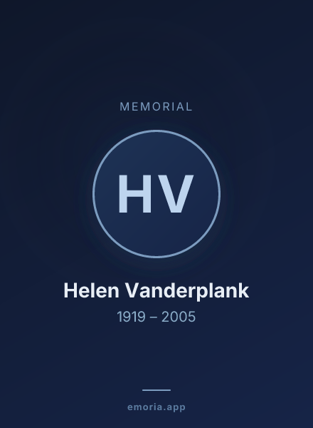 Memorial portrait of Helen Vanderplank