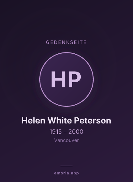 Gedenkportrait von Helen White Peterson