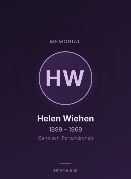 Memorial portrait of Helen Wiehen