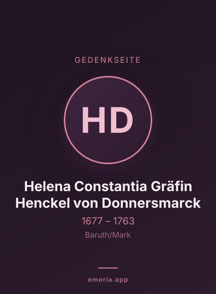 Gedenkportrait von Helena Constantia Gräfin Henckel von Donnersmarck