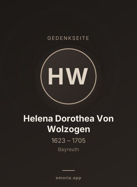 Gedenkportrait von Helena Dorothea Von Wolzogen
