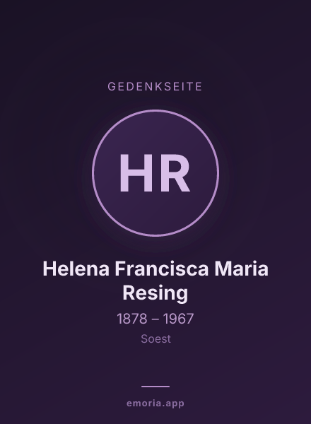 Gedenkportrait von Helena Francisca Maria Resing