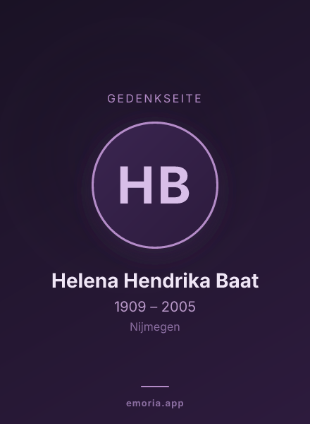 Gedenkportrait von Helena Hendrika Baat