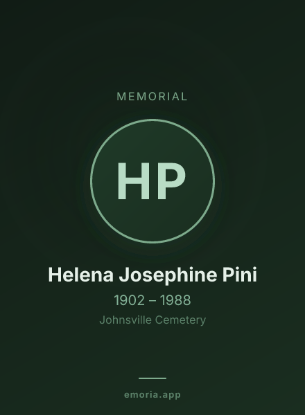 Memorial portrait of Helena Josephine Pini