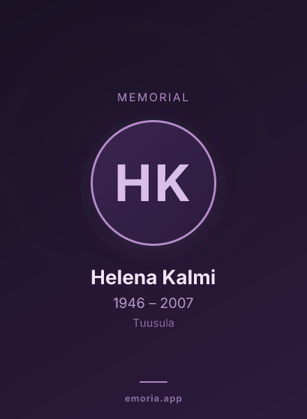 Memorial portrait of Helena Kalmi