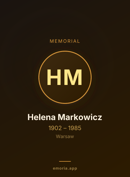 Memorial portrait of Helena Markowicz