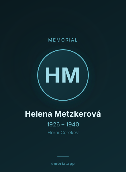 Memorial portrait of Helena Metzkerová