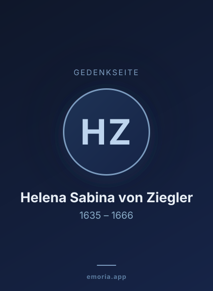 Gedenkportrait von Helena Sabina von Ziegler