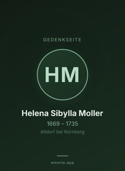 Gedenkportrait von Helena Sibylla Moller