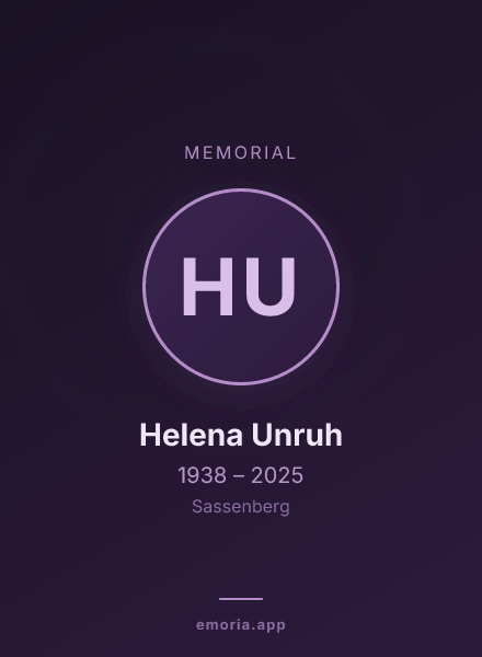Memorial portrait of Helena Unruh