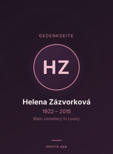 Gedenkportrait von Helena Zázvorková