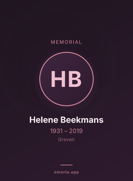 Memorial portrait of Helene Beekmans