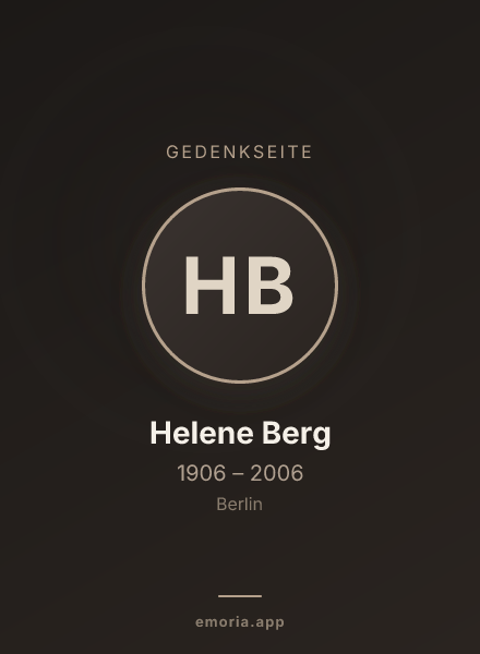 Gedenkportrait von Helene Berg