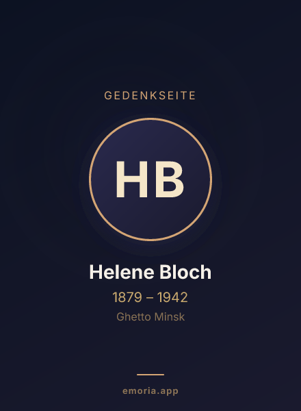 Gedenkportrait von Helene Bloch