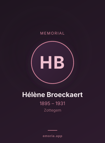Memorial portrait of Hélène Broeckaert