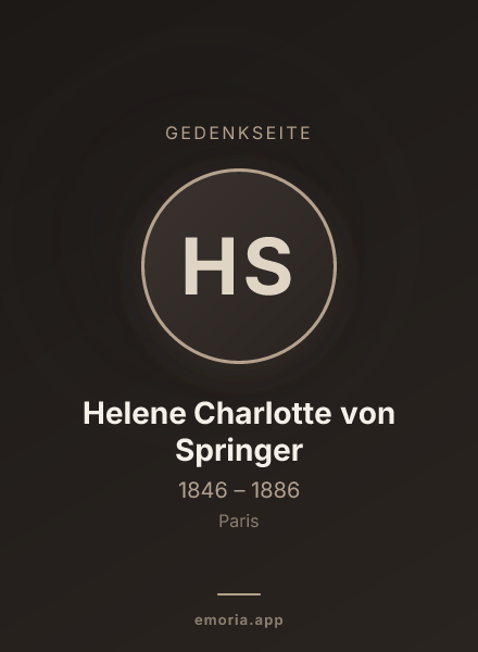 Gedenkportrait von Helene Charlotte von Springer