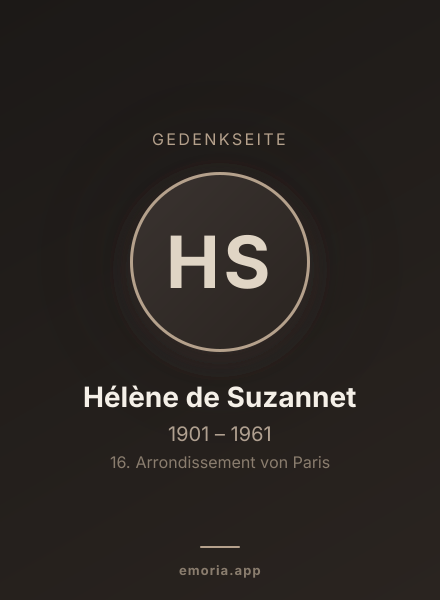 Gedenkportrait von Hélène de Suzannet